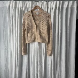 Joie Open-Knit Cardigan in Beige With Matching Tank